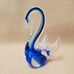 Hand Blown Glass Swan, Sommerso Blue Green Clear Art Glass Crystal Bird Figurine