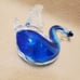 Hand Blown Glass Swan, Sommerso Blue Green Clear Art Glass Crystal Bird Figurine