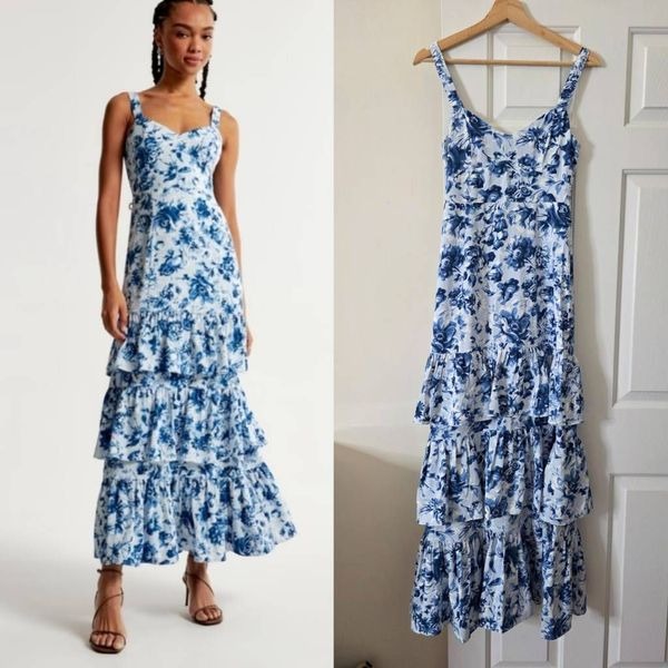 Abercrombie Drama Ruffle Tiered Maxi Dress XS 150