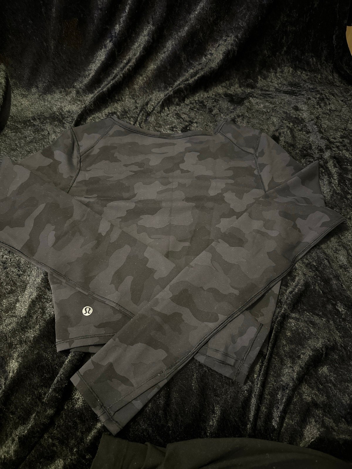 Lululemon Wunder Train Cropped Long Sleeve Heritage 365 Camo Deep Coal Multi