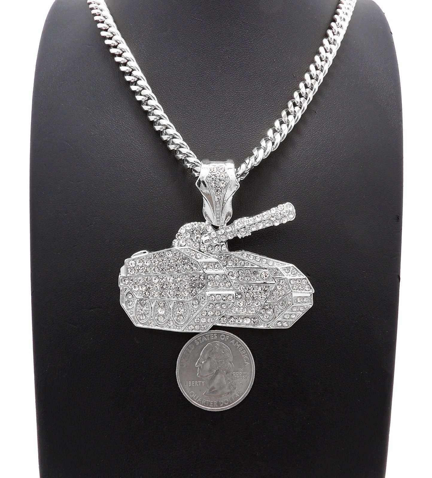 NEW HIPHOP ICED NOLIMIT TANK PENDANT & 6mm 36” CUBAN CHAIN
