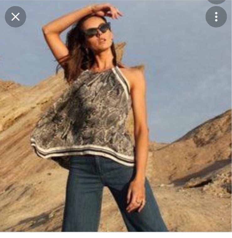 Express Snake Print Chain Tie Back Handkerchief Top. Stunning and unique! Lightw
