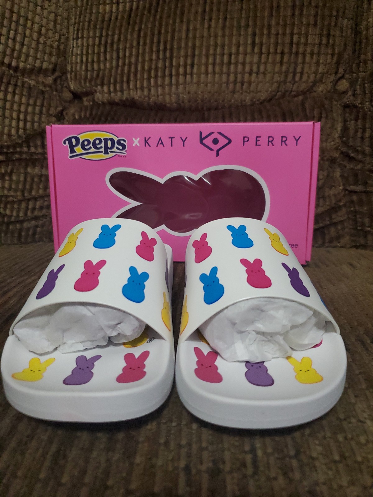 Peeps X Katy Perry The Peeps Bunny Slide Women Slip On Sandals Sz 7 Easter Rare