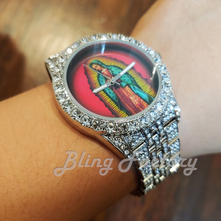Silver PT Bling Our Lady Guadalupe Watch