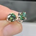 1 Carat Green Moissanite Diamond Stud Earrings