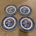 Set of 4 vintage willow ware royal China plates