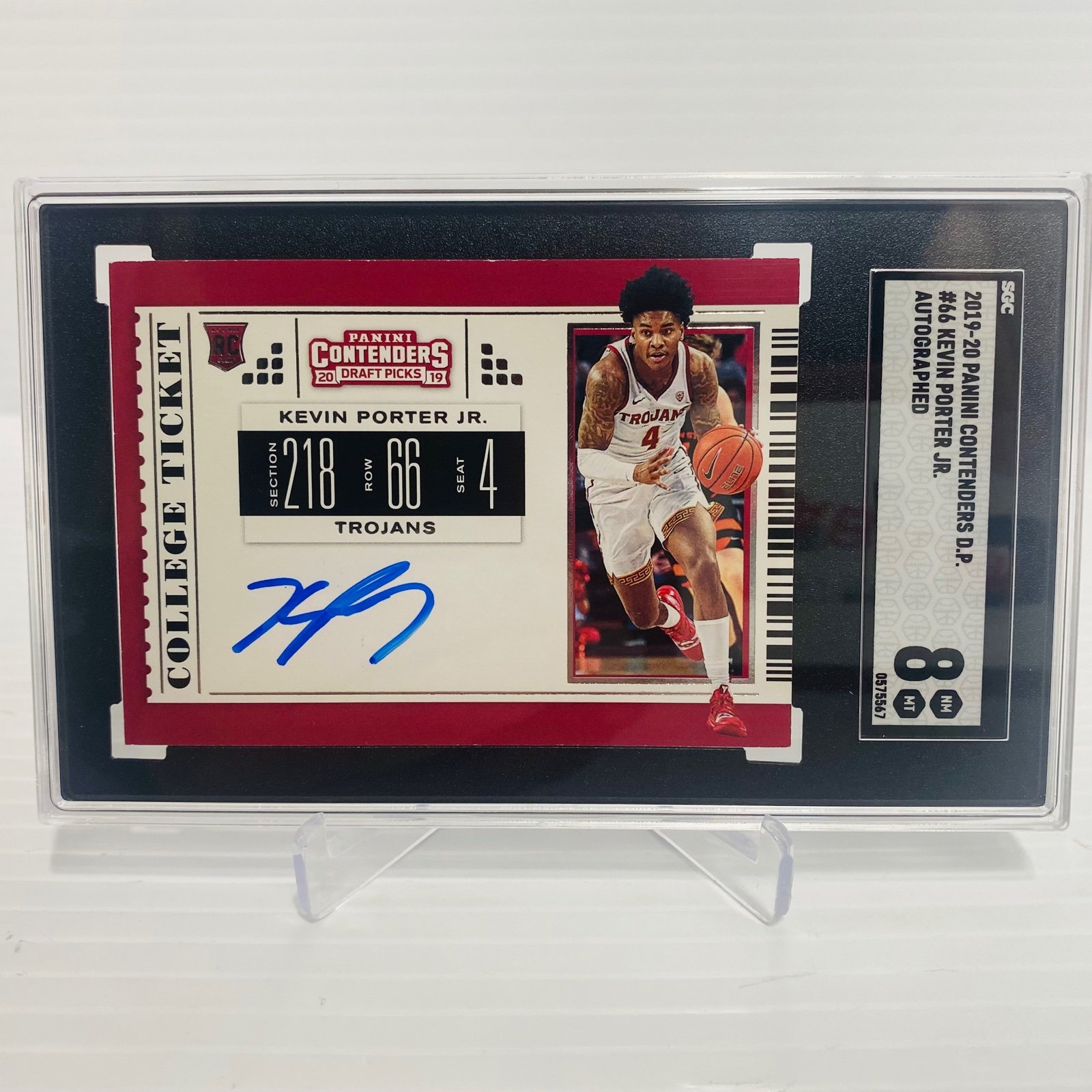 2019 Panini Contenders DP Kevin Porter Jr. College Ticket Rookie Auto #66 SGC 8