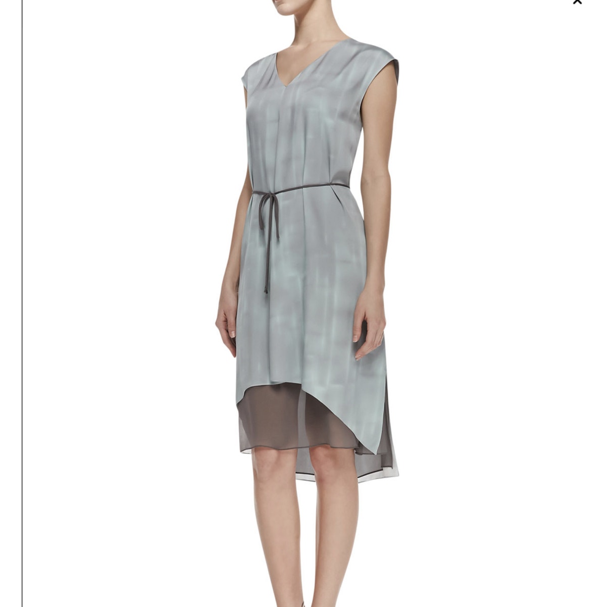 EUC Elie Tahari Dorene Sleeveless Tie Waist Dress Soft Sky Women's Size Small