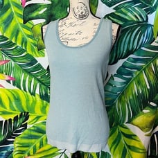 ST. JOHN M Blue White Striped Extra Slim Stretchy Soft Wool Sweater Tank Top