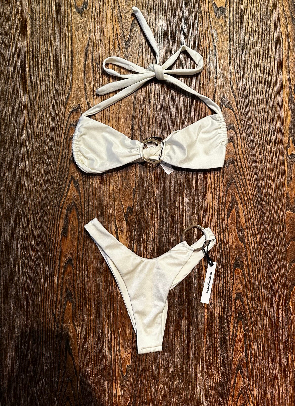 HARD Swimwear Palma Ivory Bikini Full Set Halter Tie
