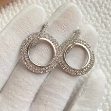 Sparkling CZ Cubic Zirconia Double Circles Hoop Earrings