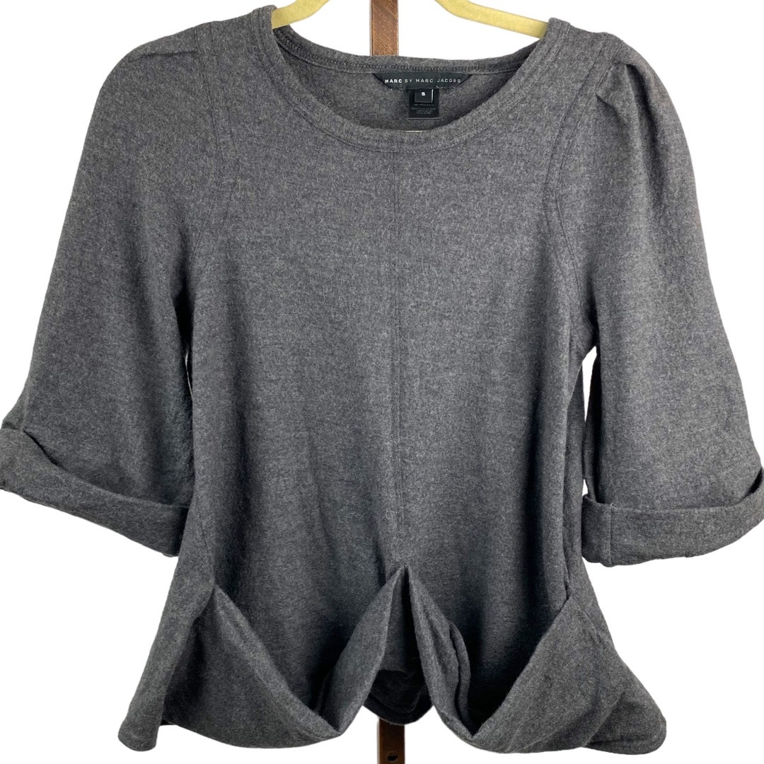 Marc by Marc Jacobs gray quarter sleeve top pull on oversized pockets SZ small