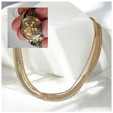 Vintage Lisner Mixed Metal Multi-strand Necklace Starfish Clasp Gold Tone 15 in