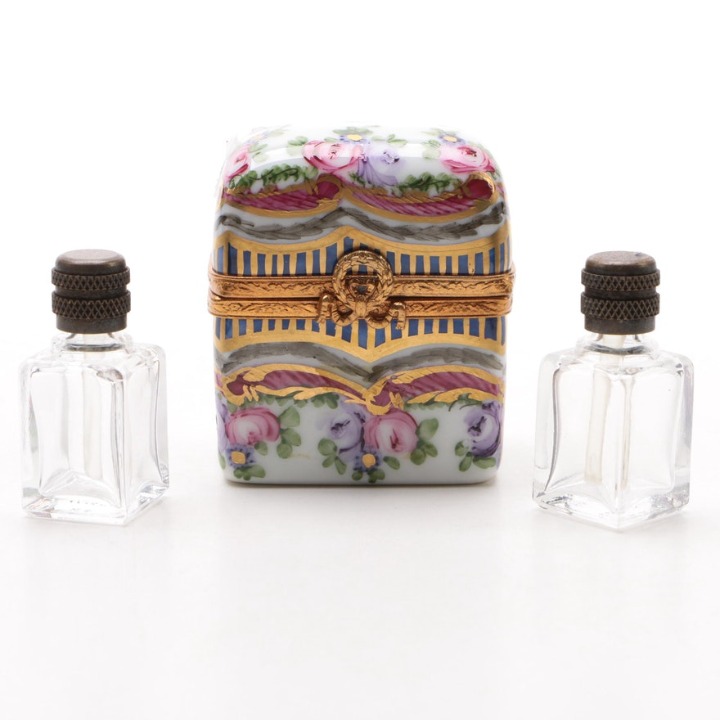 Vintage Limoges Box with Perfume Bottles