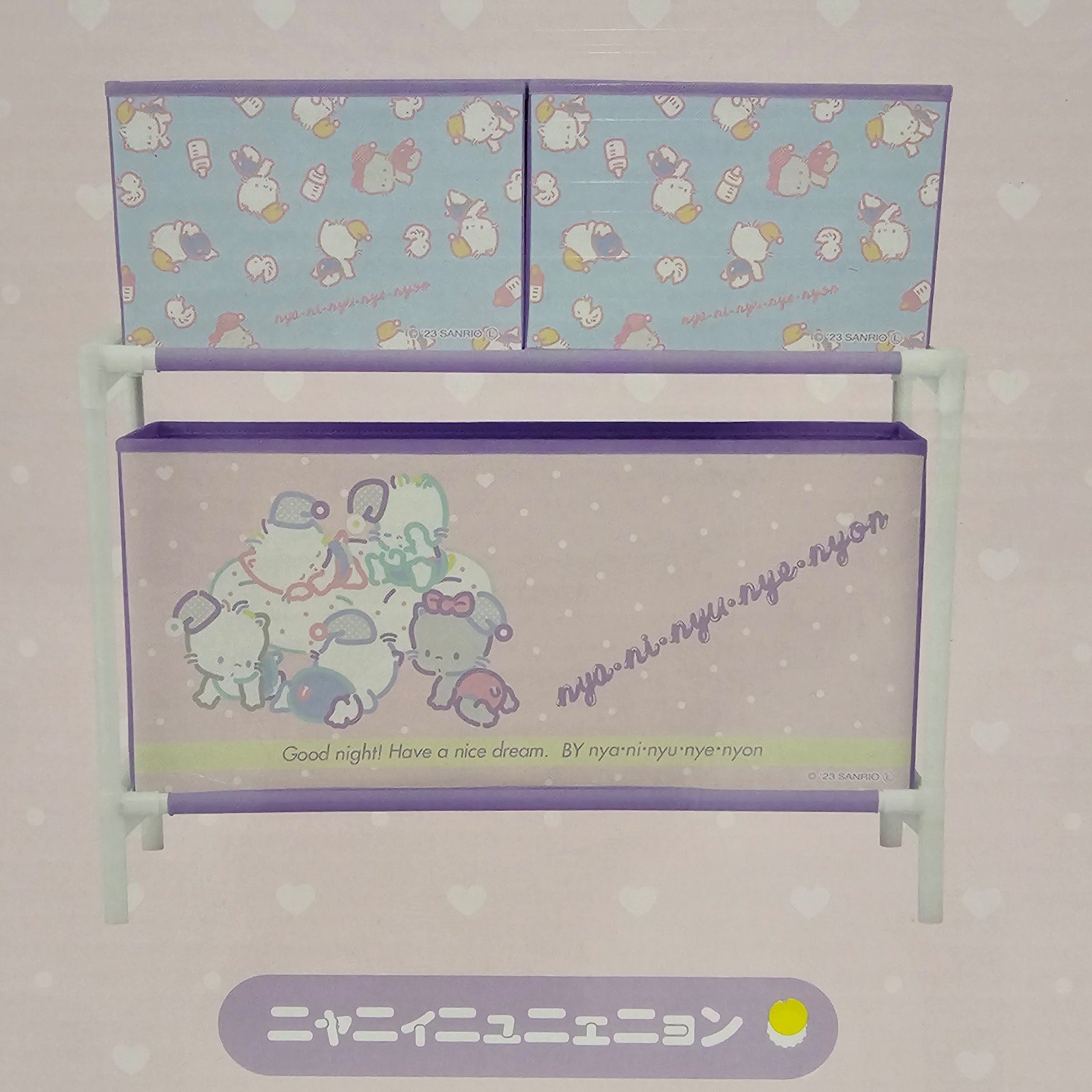 Sanrio Characters Nya Ni Nyu Nye Nyon Romantic Neon 2-Tier Pastel Storage Shelf