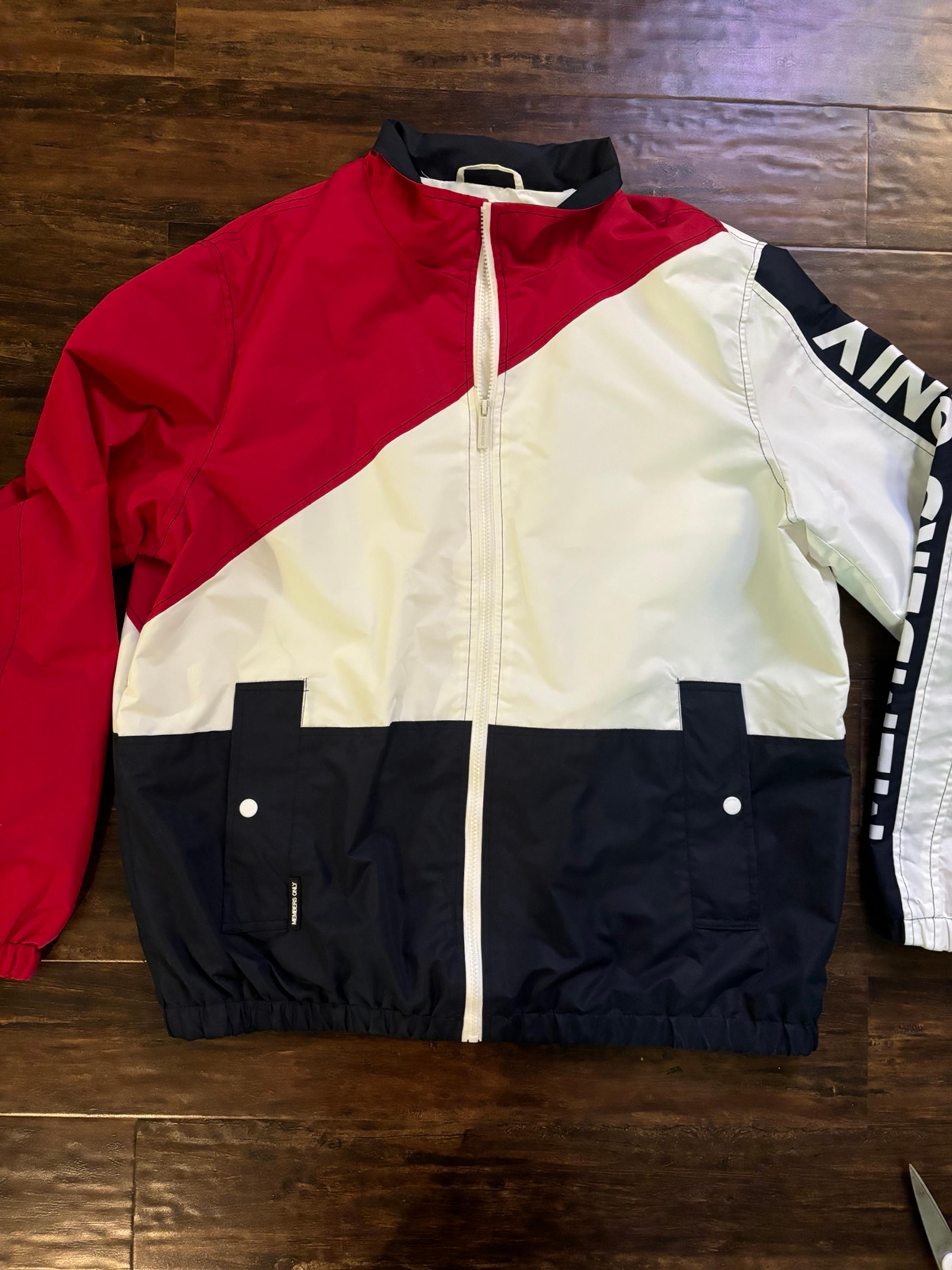 Members Only Men’s Red White Blue Jacket Wind Breaker Zip Up Size XL