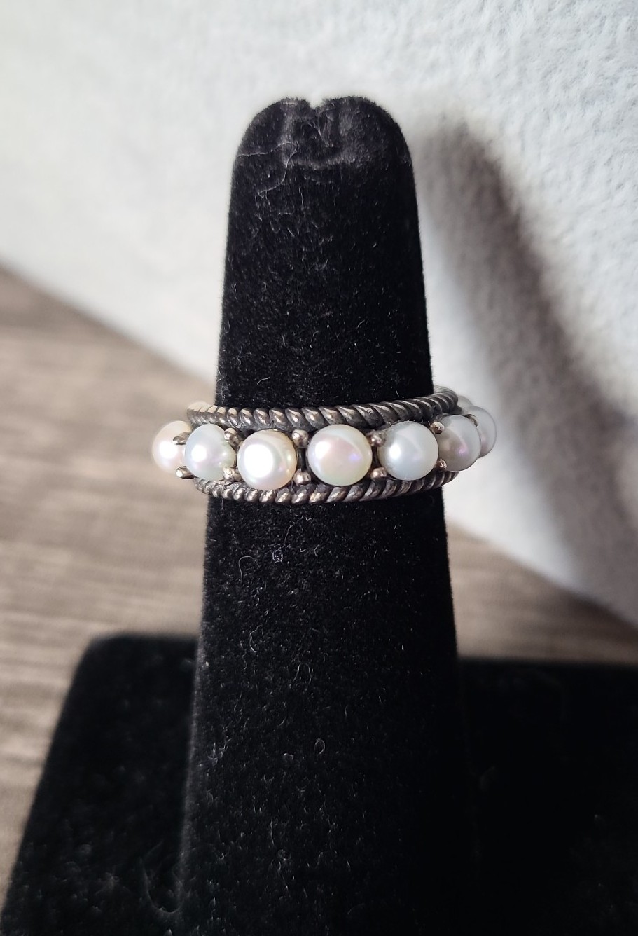 Fresh water Pearls Ring size 5 Sterling silver 9.25