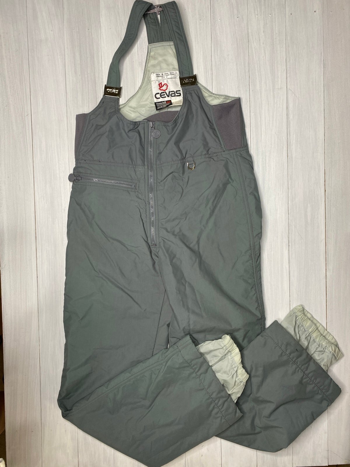 Vintage 80s CEVAS Gray Bib Overalls Snow Ski Pants US Womens Size Medium
