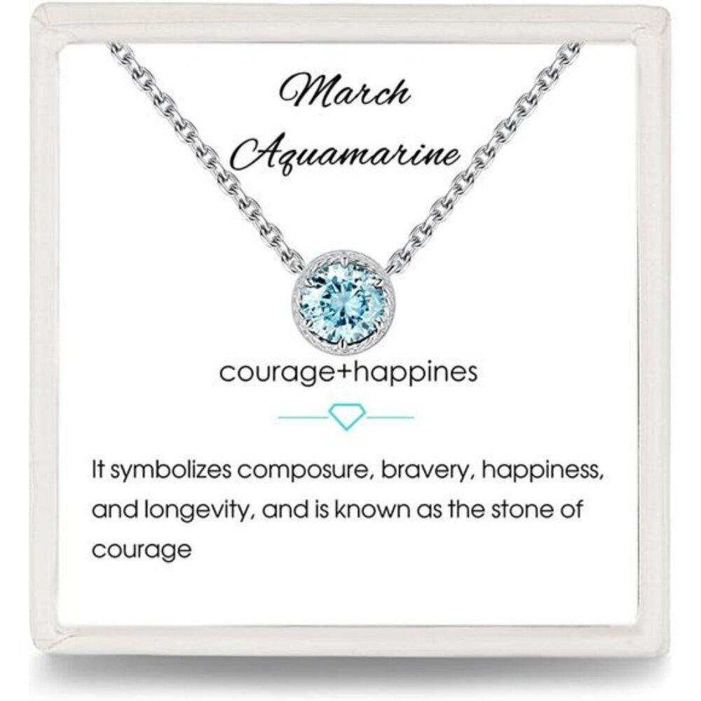 March Aquamarine Necklace - Courage + Happiness