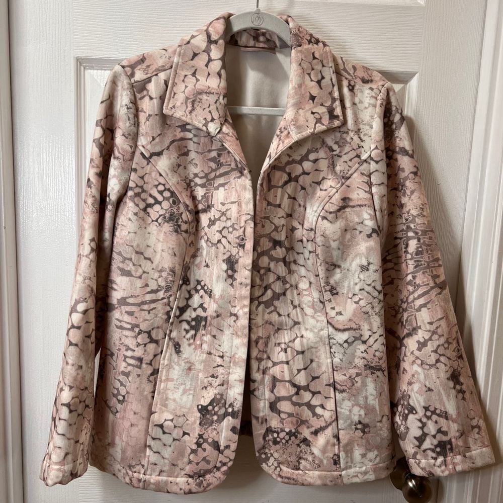 Chico's Pink Snake Print Blazer Jacket Business Casual Size 2