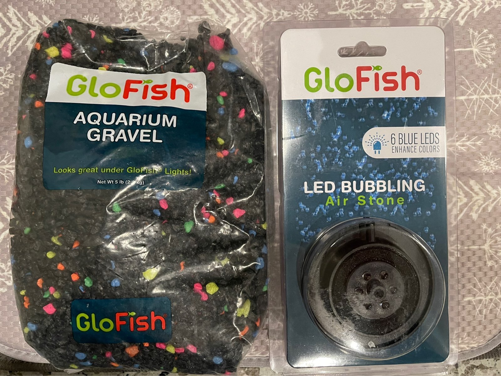 Glofish gravel and bubble light set