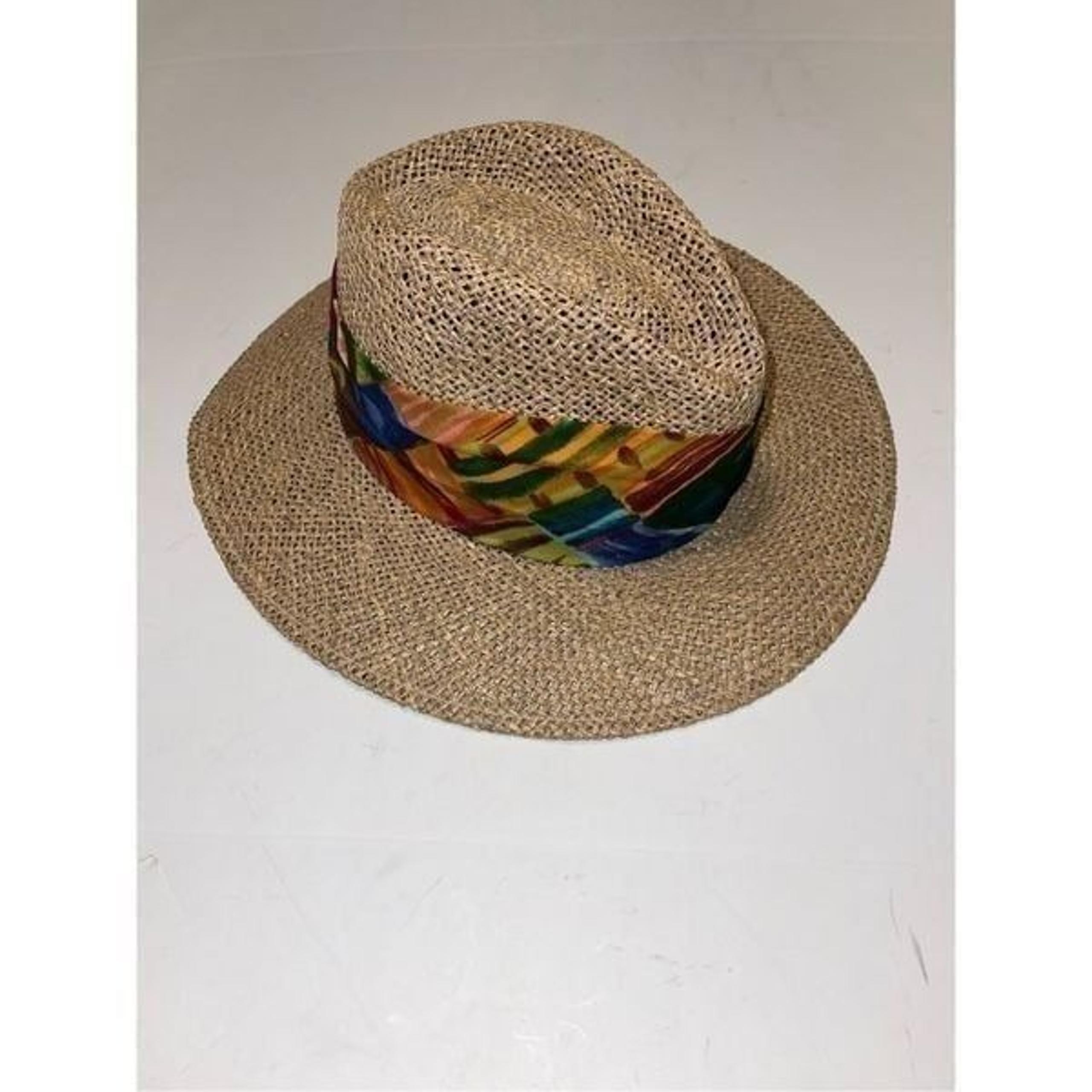 Panama Jack Straw Hat Men's S/M Floral Tropical Original Vintage Made In The USA