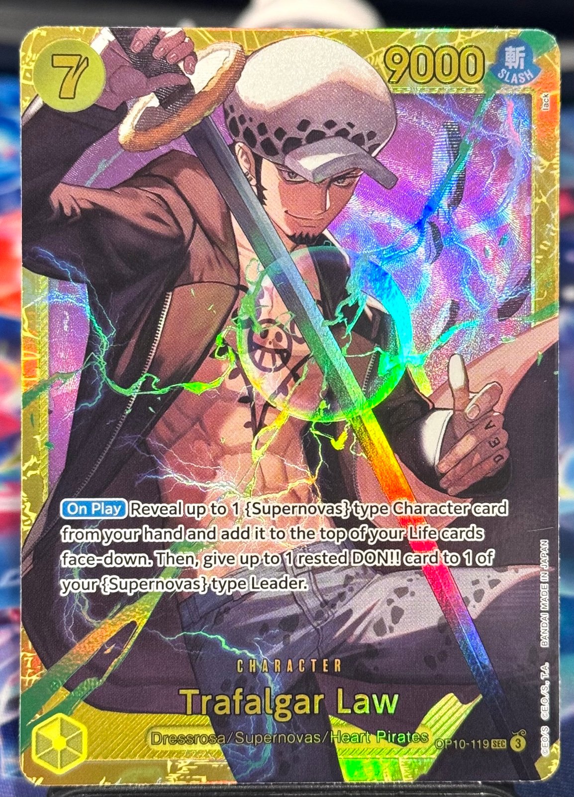 One Piece Trafalgar Law OP10-119 SEC English Card Royal Blood - Pack Fresh NM/M