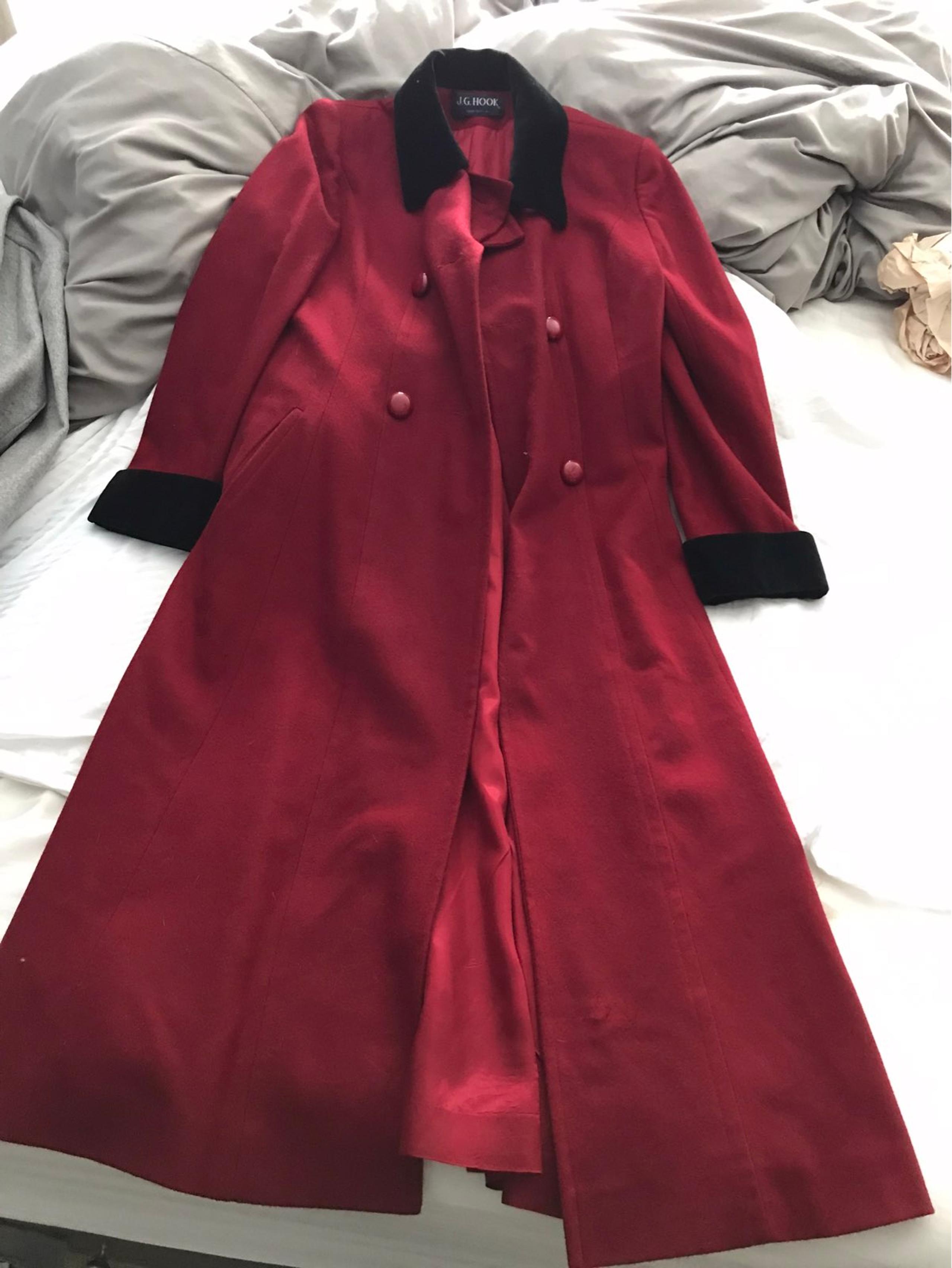 J.G. Hook Long Red Coat w/Black Cuffs
