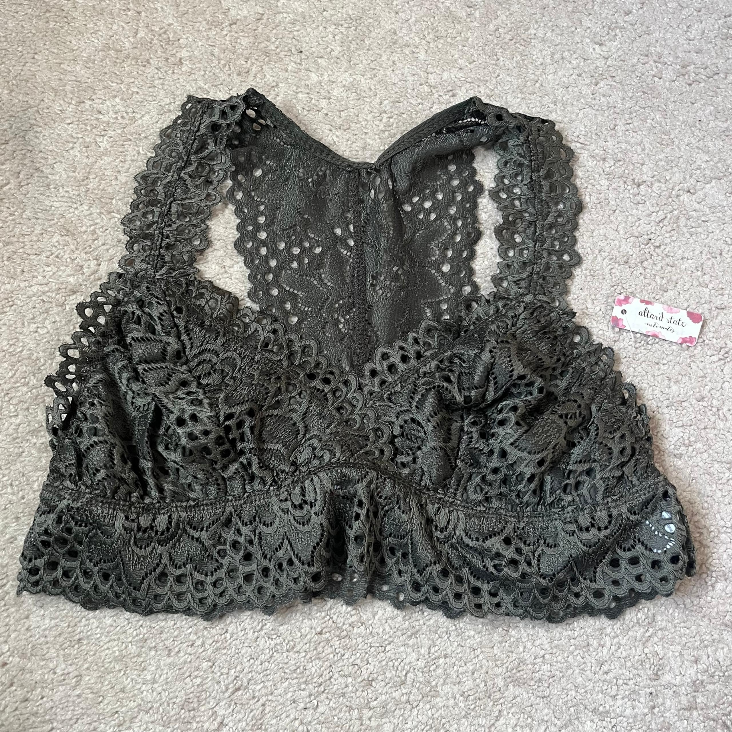 Altar’d State grey/olive green lace bralette