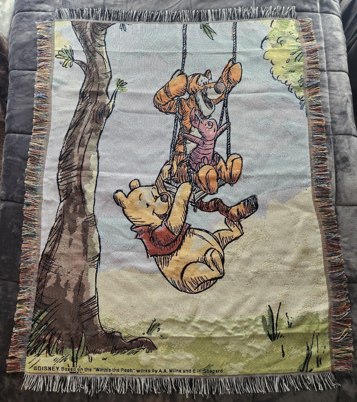 Disney Winnie The Pooh Having Fun Tapestry Throw Blanket
