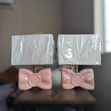 Pink Bow Table Lamps set of 2 Cute & Stylish Decor