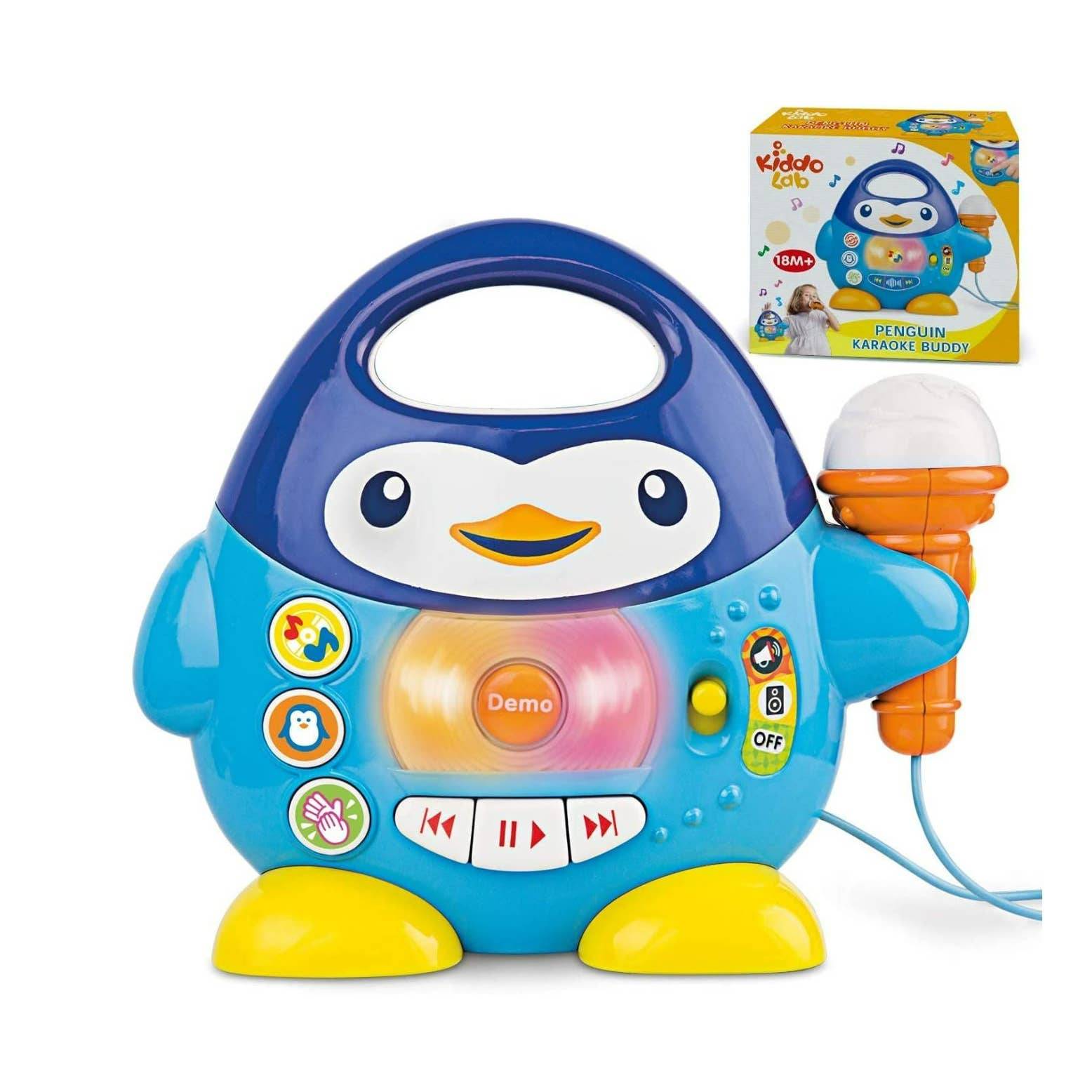 Penguin Karaoke Buddy - Toy Microphone-Music Player-Preset Melodies-Echo Effect