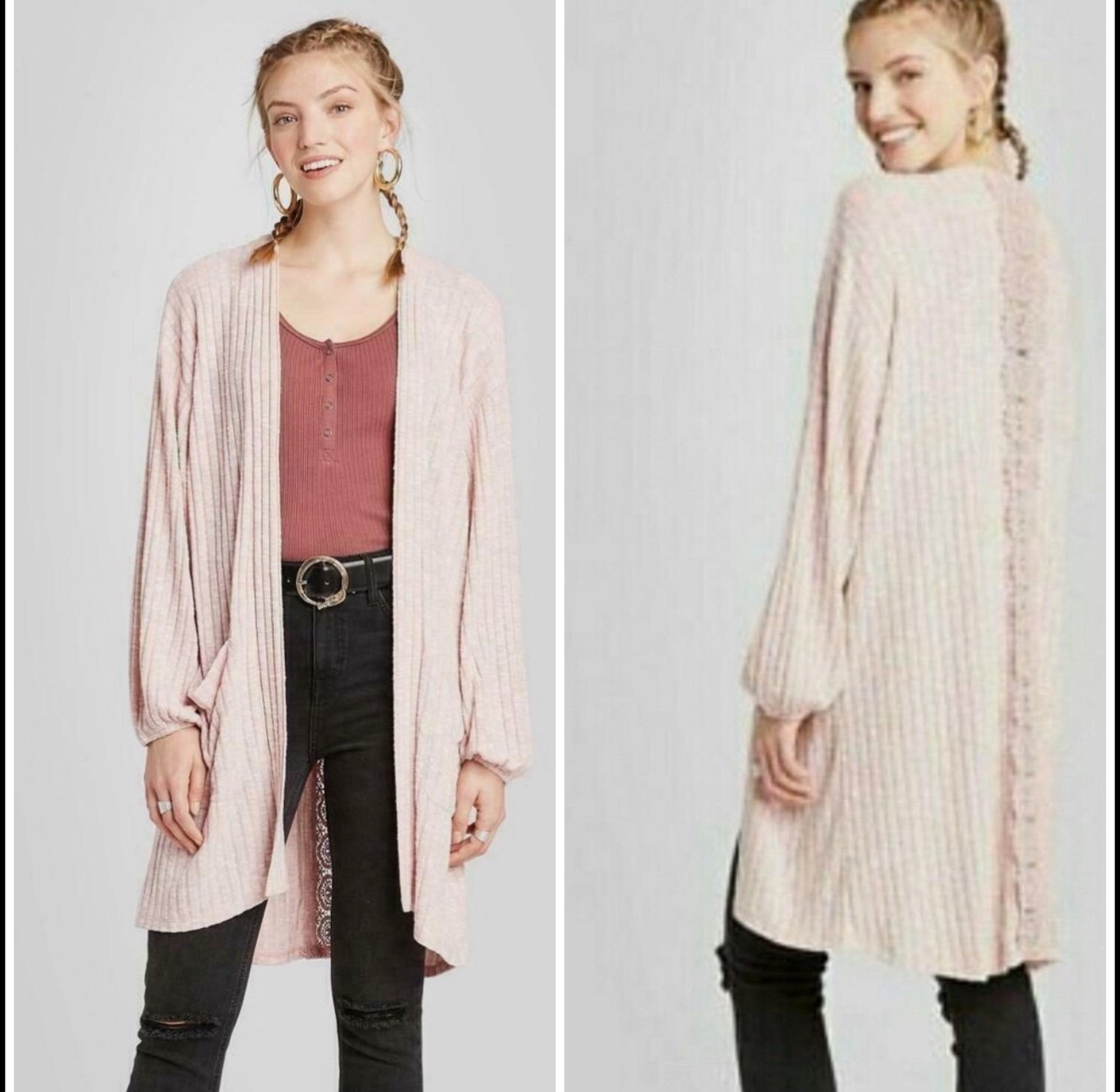 Xhilaration Women's Sweater Open Cardigan Long Sleeve Lace Trim Knit