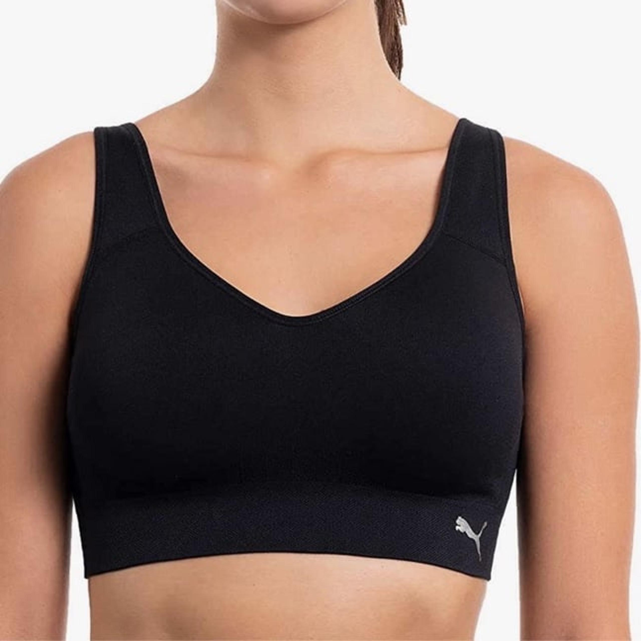Puma Activewear Women’s Sports Bra Seamless Black Logo Adjustable Straps Size L