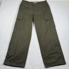 Levis 94 Baggy Pants Womens 34x30 Olive Green Cargo Wide Leg Loose Straight Y2K