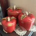 Vintage 3 Piece Ceramic Apple Canister Set