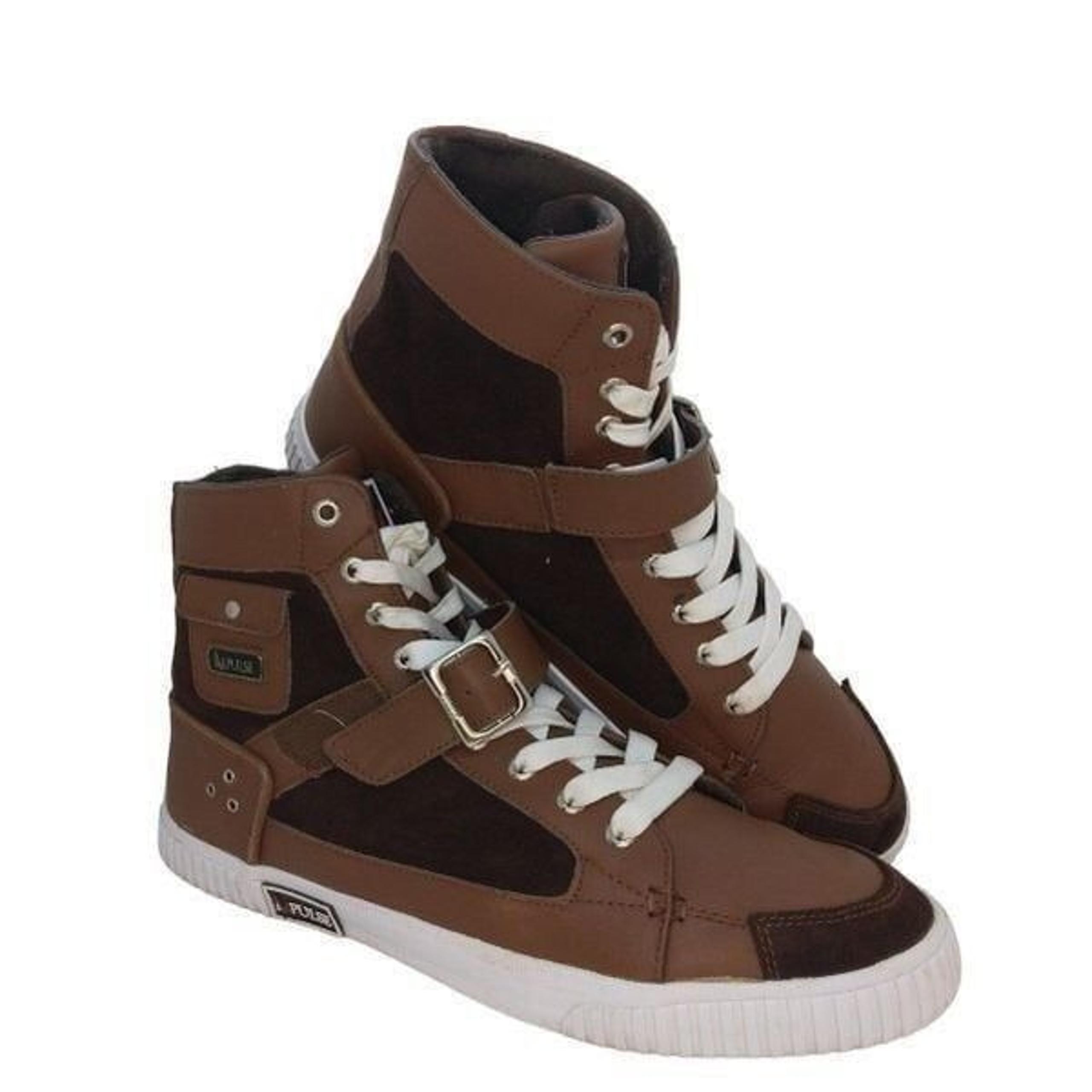 Impulse Mens Pre-owned Designer Two Toned Brown Leather/Suede Sneakers - sz. 12M