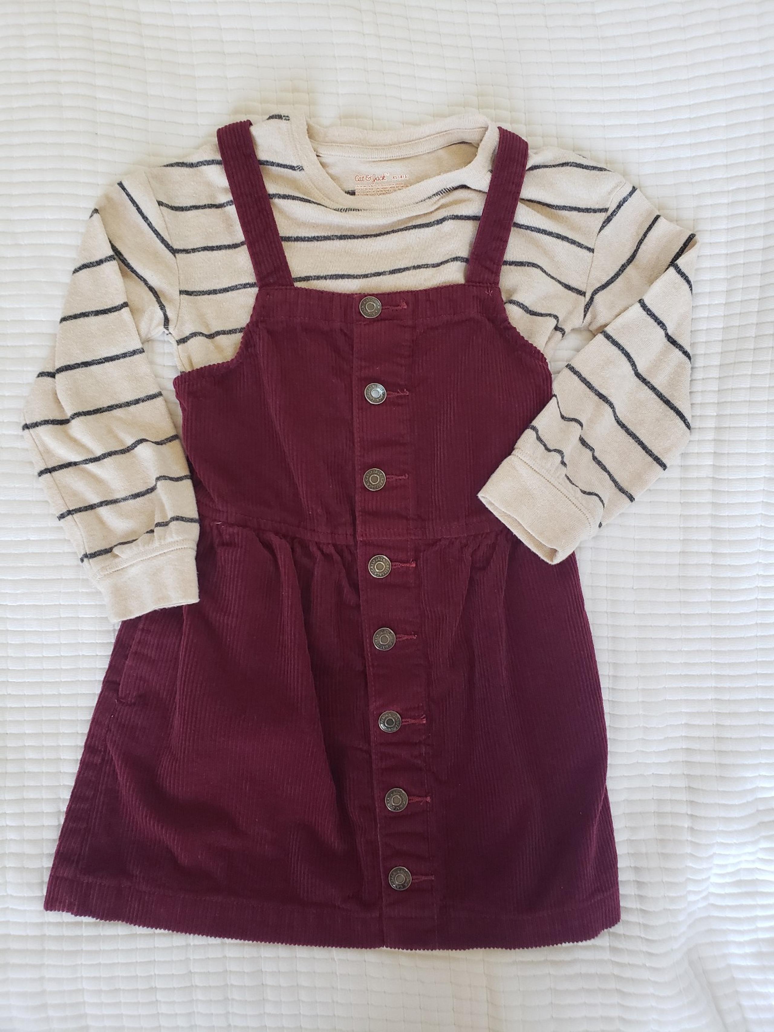 Girl Cat & Jack Burgundy overall dress