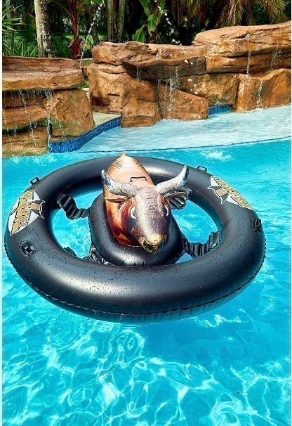 Inflatable ride on bull pool float