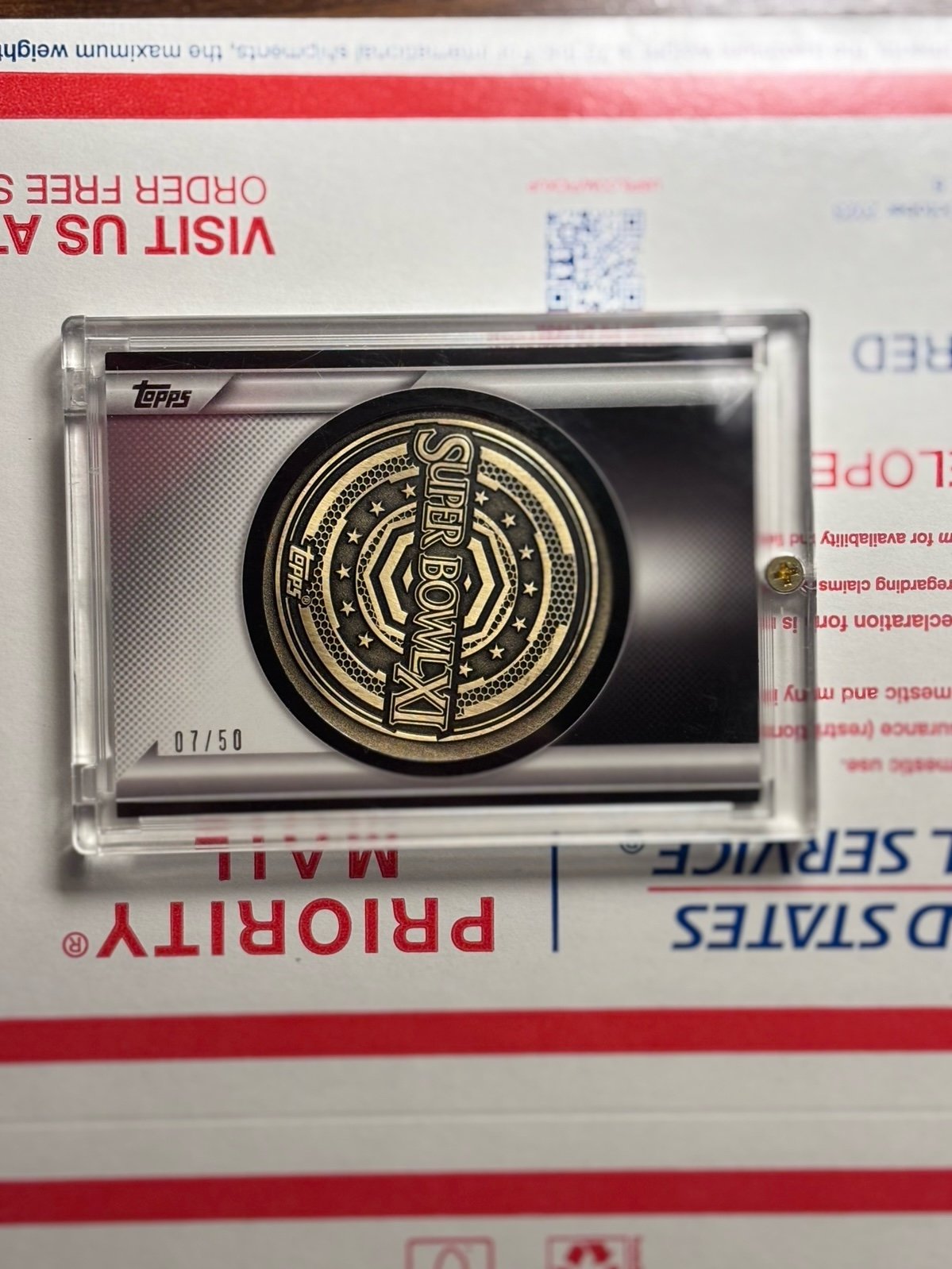 2015 Topps Super Bowl XI commemorative coin card /50