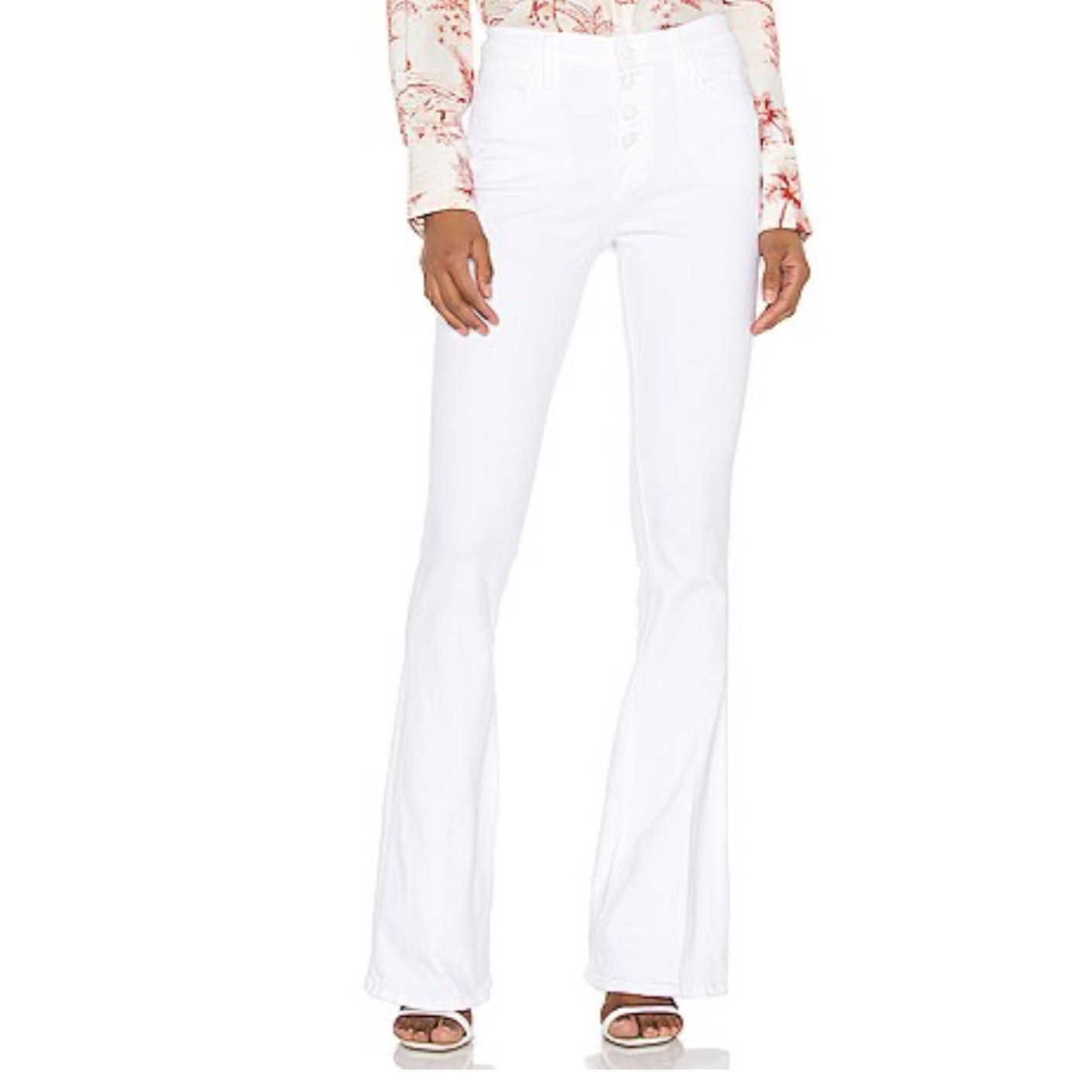 Frame Le High Flare Exposed Button Fly Blanc Size 27
