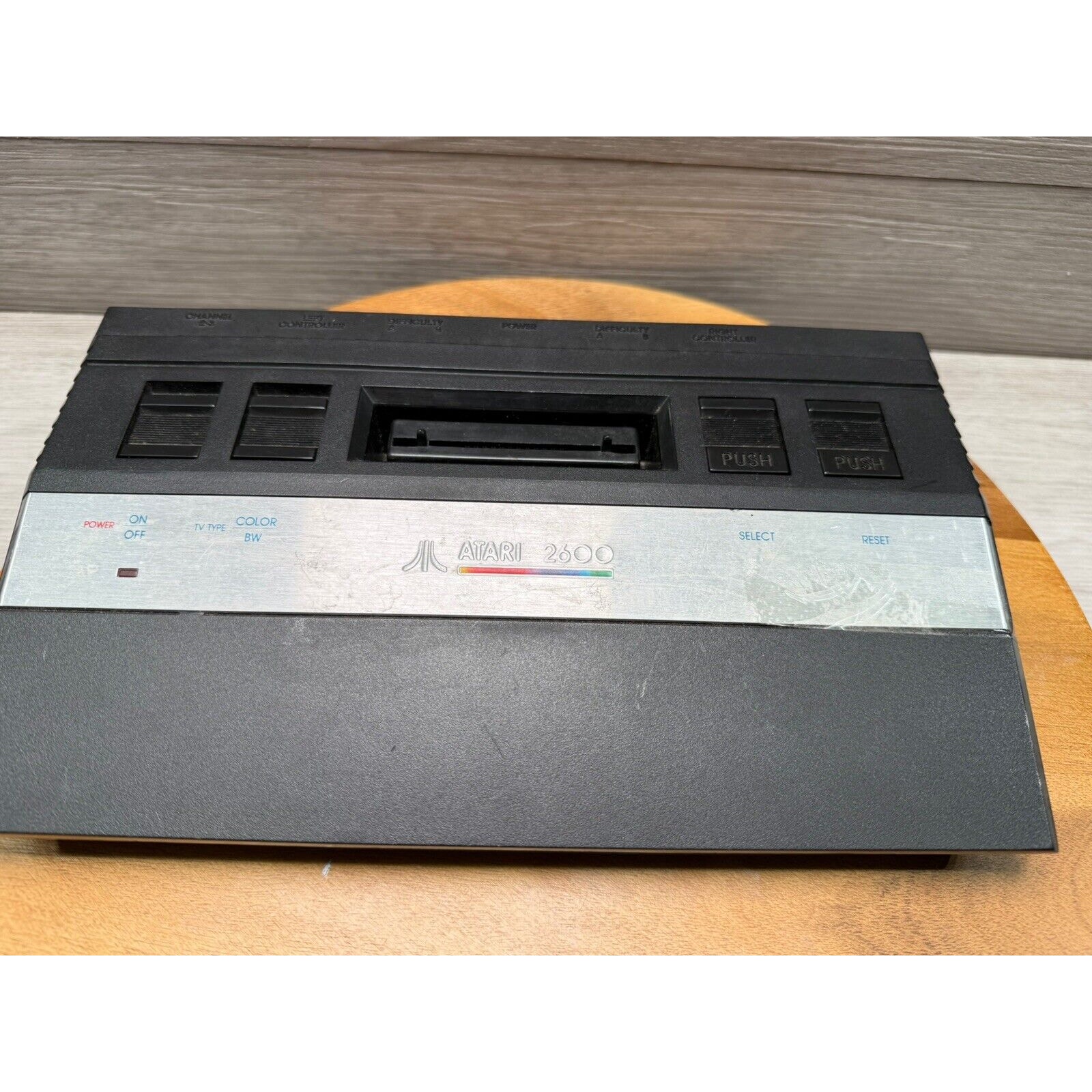 Vintage Atari 2600 Jr. Console w/ 4 Controllers. Not Tested. Clean Unit.