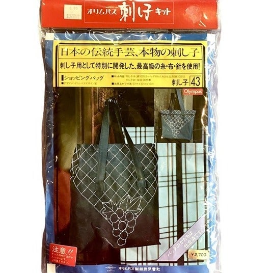 Sashiko Shopping Bag Kit Olympus Embroidery Instructions in JAPANESE