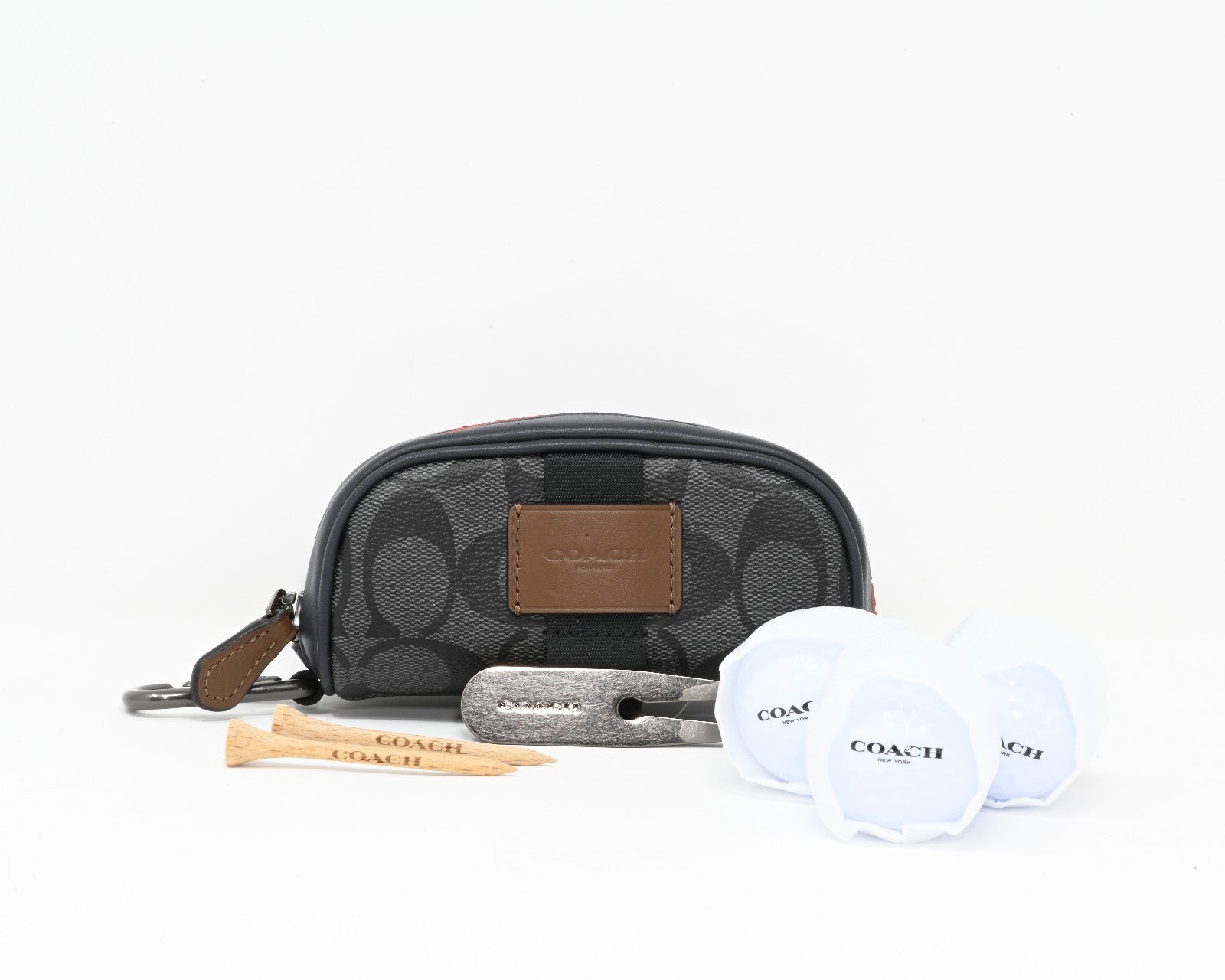 COACH GOLF KIT Colorblock Canvas w/Balls, Tees, Repair Tool NWT C4267 150