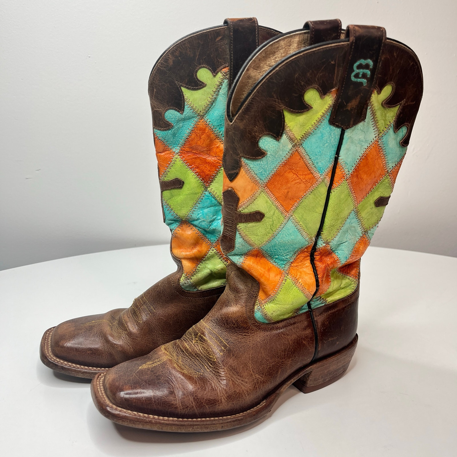 Anderson Bean Multicolored Patch Work Leather Western Boots Youth Size 3