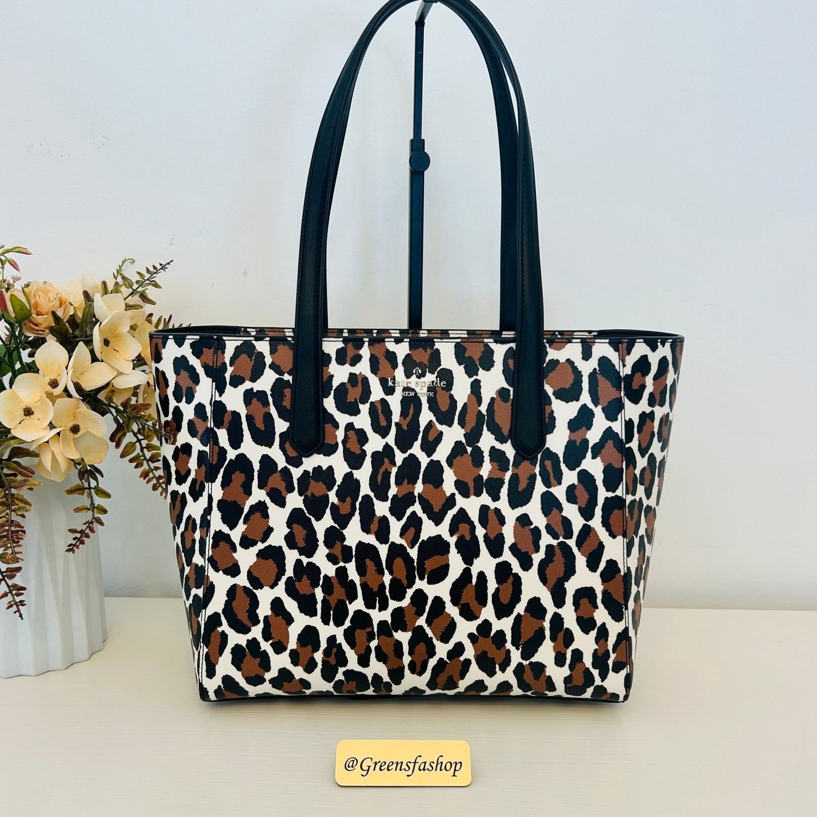 Kate Spade Purse Staci Spotted Animal Medium Tote Leopard