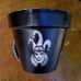 Hand Painted Black and White Speckled Trim 6 Flower Pot with Saucer