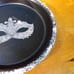 Hand Painted Black and White Speckled Trim 6 Flower Pot with Saucer