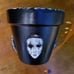 Hand Painted Black and White Speckled Trim 6 Flower Pot with Saucer