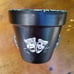 Hand Painted Black and White Speckled Trim 6 Flower Pot with Saucer
